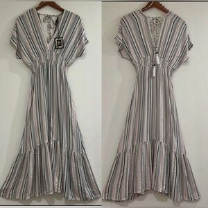 NWT Spiaggia Dolce Stripes With Metallic Threads Maxi Dress
